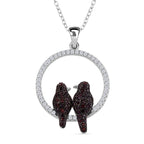 Weißer Zirkon, Roter Granat Schmuckset 925 Silber Zweifarbige Beschichtung und Edelstahl ca. 0.45 ct