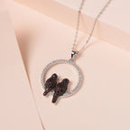 Weißer Zirkon, Roter Granat Schmuckset 925 Silber Zweifarbige Beschichtung und Edelstahl ca. 0.45 ct