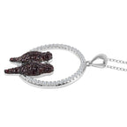 Weißer Zirkon, Roter Granat Schmuckset 925 Silber Zweifarbige Beschichtung und Edelstahl ca. 0.45 ct