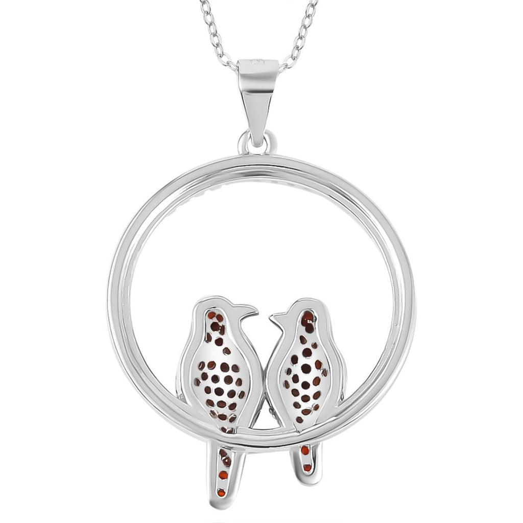Weißer Zirkon, Roter Granat Schmuckset 925 Silber Zweifarbige Beschichtung und Edelstahl ca. 0.45 ct