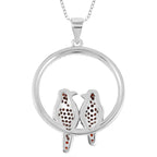 Weißer Zirkon, Roter Granat Schmuckset 925 Silber Zweifarbige Beschichtung und Edelstahl ca. 0.45 ct