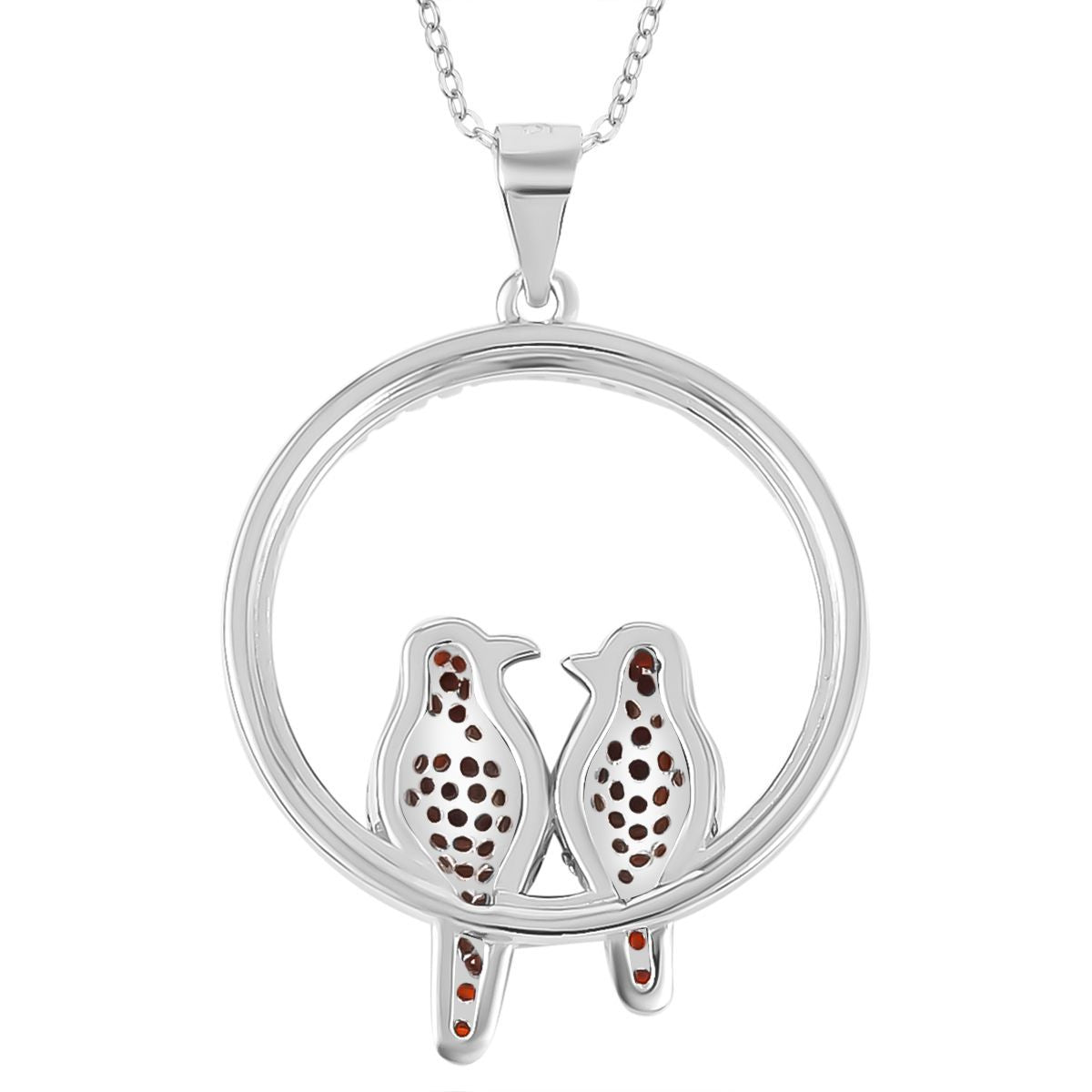 Weißer Zirkon, Roter Granat Schmuckset 925 Silber Zweifarbige Beschichtung und Edelstahl ca. 0.45 ct