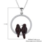 Weißer Zirkon, Roter Granat Schmuckset 925 Silber Zweifarbige Beschichtung und Edelstahl ca. 0.45 ct