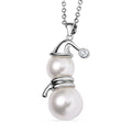 Kuscheliger Schneemann, weiße Muschelkernperlen Schmuckset, Edelstahl