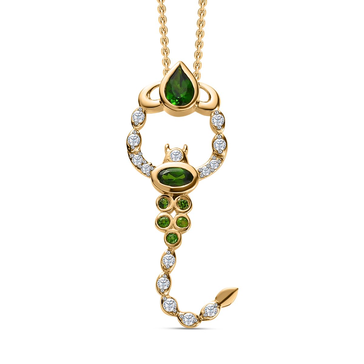 GP Trionfo Kollektion - Natürlicher Chromdiopsid Schmuckset 925 Silber Gelbgold Vermeil ca. 1,17 ct.