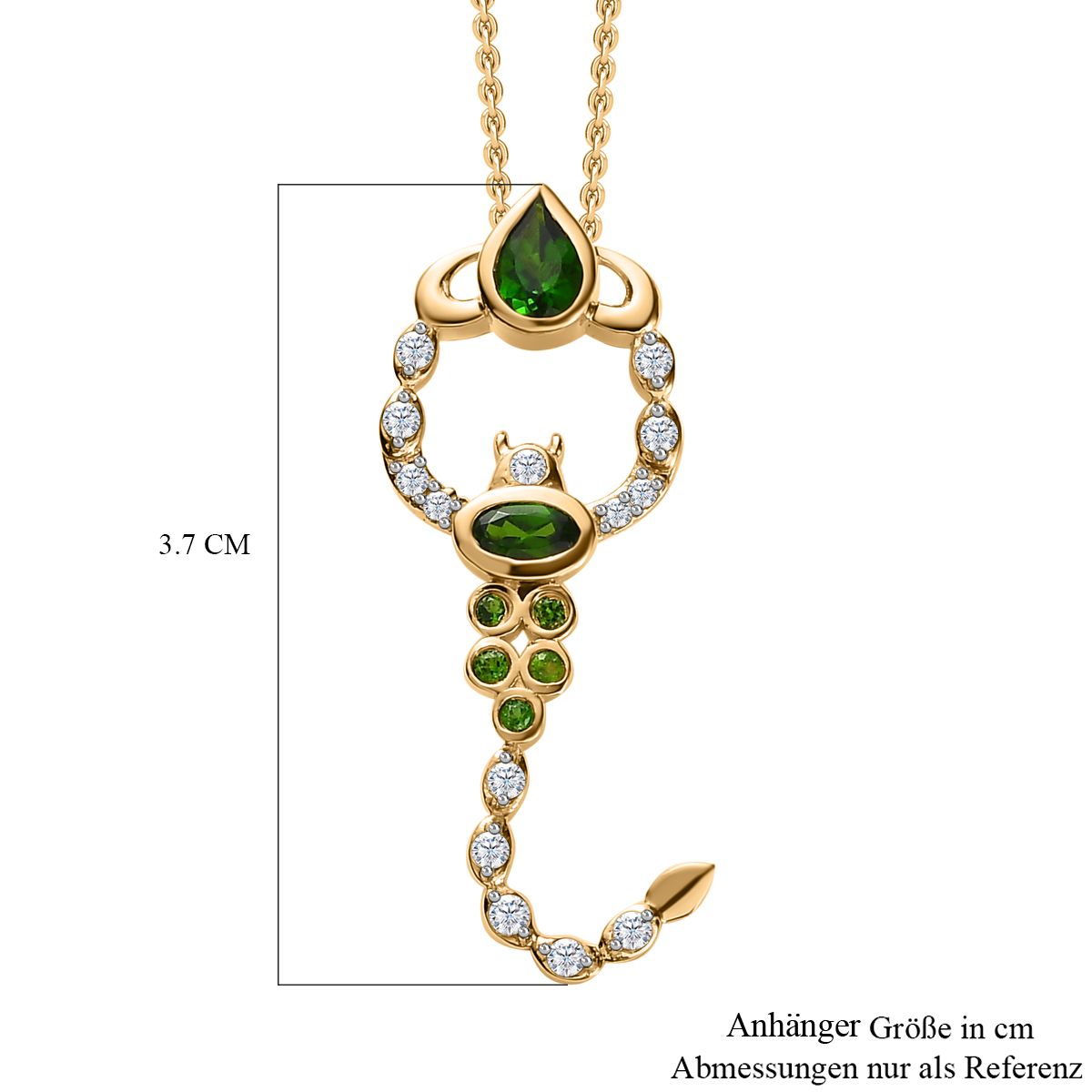 GP Trionfo Kollektion - Natürlicher Chromdiopsid Schmuckset 925 Silber Gelbgold Vermeil ca. 1,17 ct.