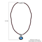 AAA Labradorit, Rhodolith Granat Schmuckset 925 Silber platiniert ca. 89,00 ct.