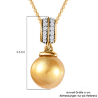 Goldene Südsee Perle, Moissanit Schmuckset 925 Silber Gelbgold Vermeil