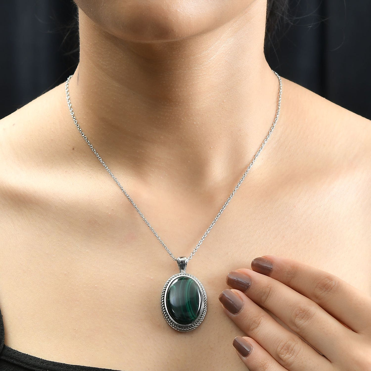 Malachit Schmuckset  Edelstahl ca. 32,01 ct.