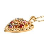 Mehrfarbig Saphir Anhänger mit Kette, 925 Silber Gelbgold Vermeil ca. 3.46 ct
