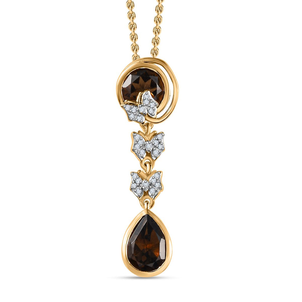 Rauchquarz Schmuckset 925 Silber Gelbgold Vermeil ca. 4.17 ct