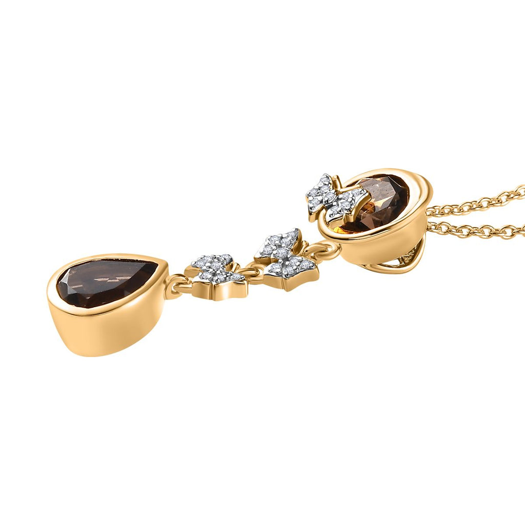 Rauchquarz Schmuckset 925 Silber Gelbgold Vermeil ca. 4.17 ct