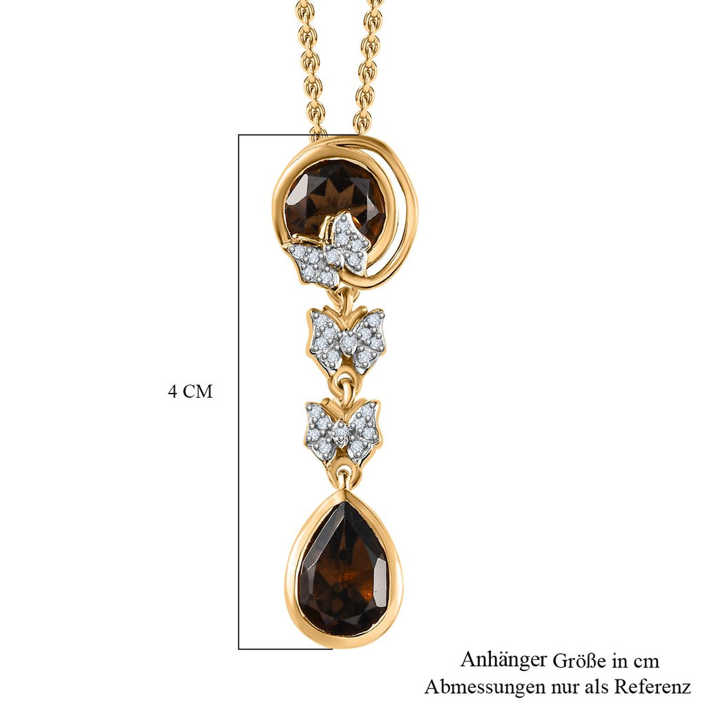 Rauchquarz Schmuckset 925 Silber Gelbgold Vermeil ca. 4.17 ct