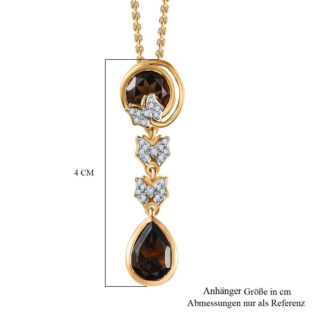 Rauchquarz Schmuckset 925 Silber Gelbgold Vermeil ca. 4.17 ct