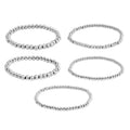 5er-Set – Kugel-Perlen-Armbänder in Silberton