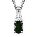 Natürlicher Chromdiopsid, Weißer Zirkon Anhänger mit Kette, 925 Silber platiniert, ca. 1.50 ct