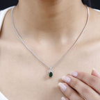 Natürlicher Chromdiopsid, Weißer Zirkon Anhänger mit Kette, 925 Silber platiniert, ca. 1.50 ct
