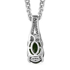 Natürlicher Chromdiopsid, Weißer Zirkon Anhänger mit Kette, 925 Silber platiniert, ca. 1.50 ct