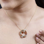 AA Mehrfach-Turmalin, Citrin Schmuckset 925 Silber Gelbgold Vermeil ca. 4,15 ct.