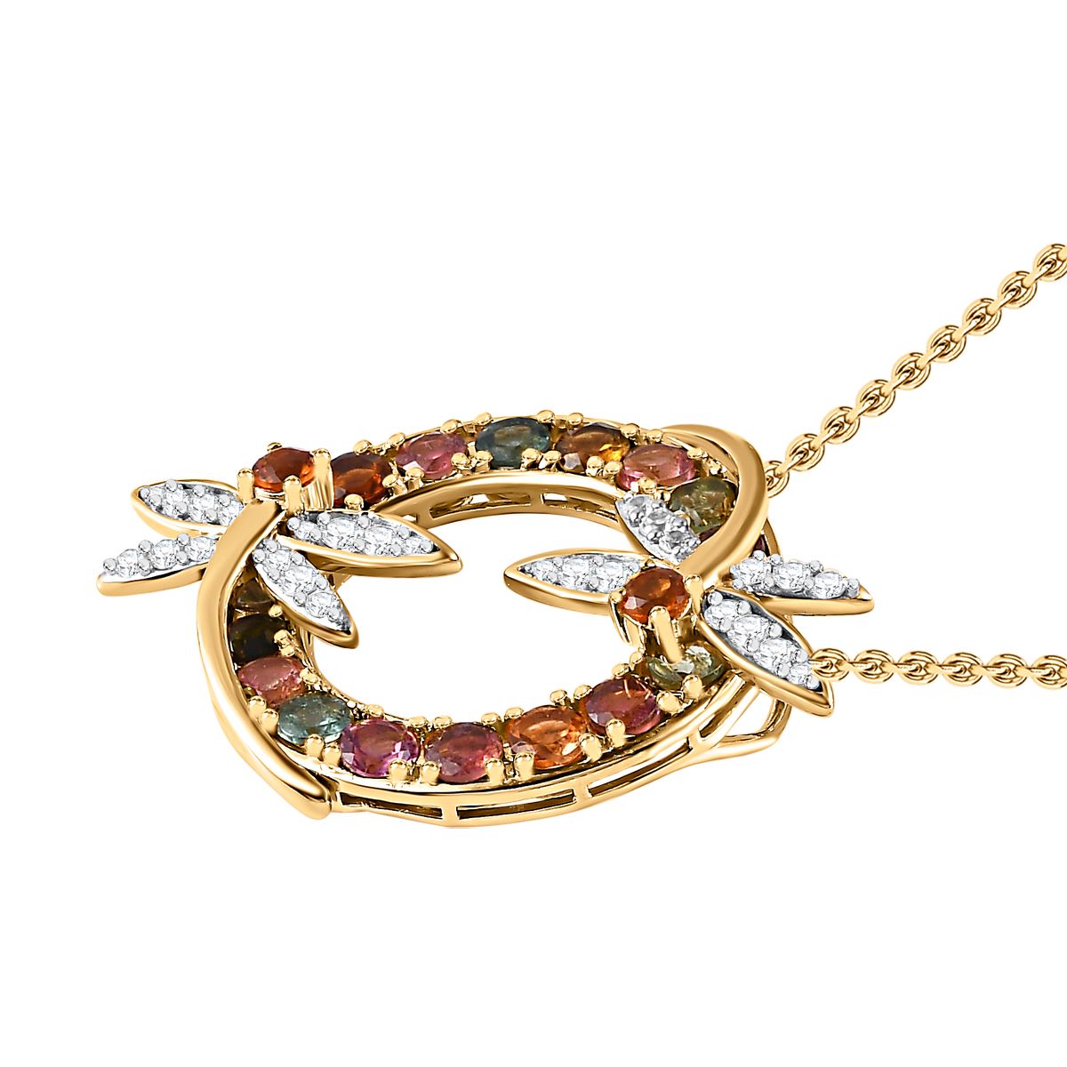 AA Mehrfach-Turmalin, Citrin Schmuckset 925 Silber Gelbgold Vermeil ca. 4,15 ct.