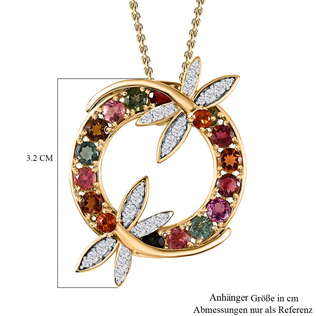 AA Mehrfach-Turmalin, Citrin Schmuckset 925 Silber Gelbgold Vermeil ca. 4,15 ct.