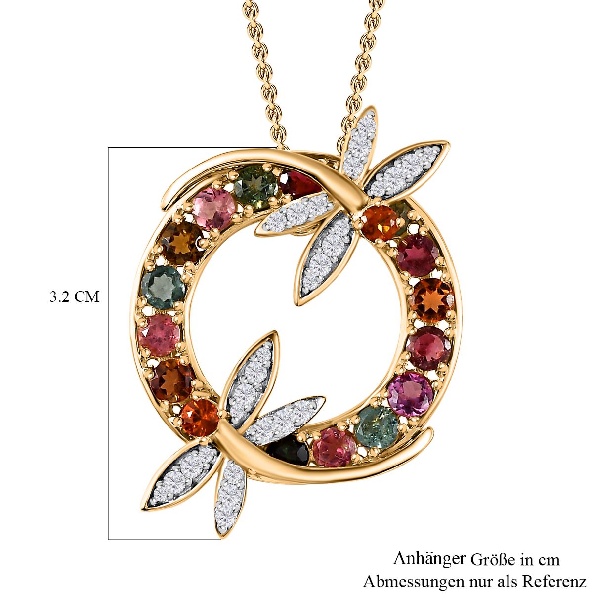 AA Mehrfach-Turmalin, Citrin Schmuckset 925 Silber Gelbgold Vermeil ca. 4,15 ct.