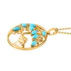 AA Sleeping Beauty Türkis Schmuckset 925 Silber Gelbgold Vermeil ca. 1,20 ct.
