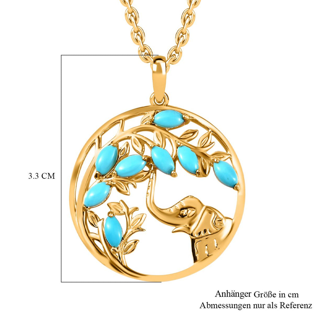 AA Sleeping Beauty Türkis Schmuckset 925 Silber Gelbgold Vermeil ca. 1,20 ct.
