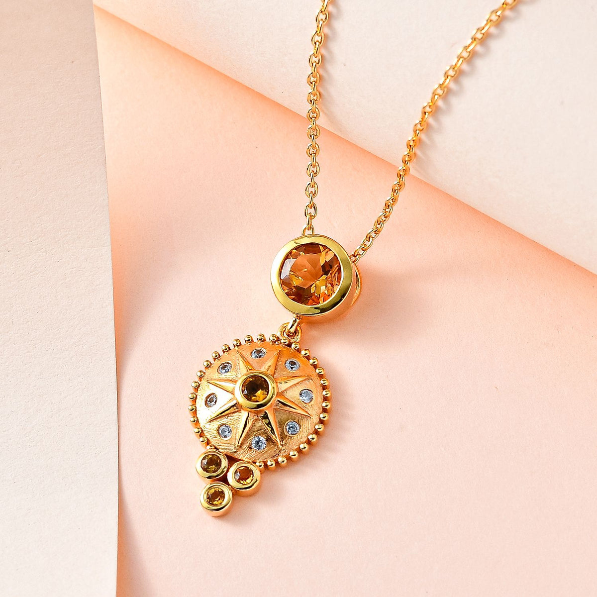 Citrin Schmuckset 925 Silber Gelbgold Vermeil ca. 1,67 ct.