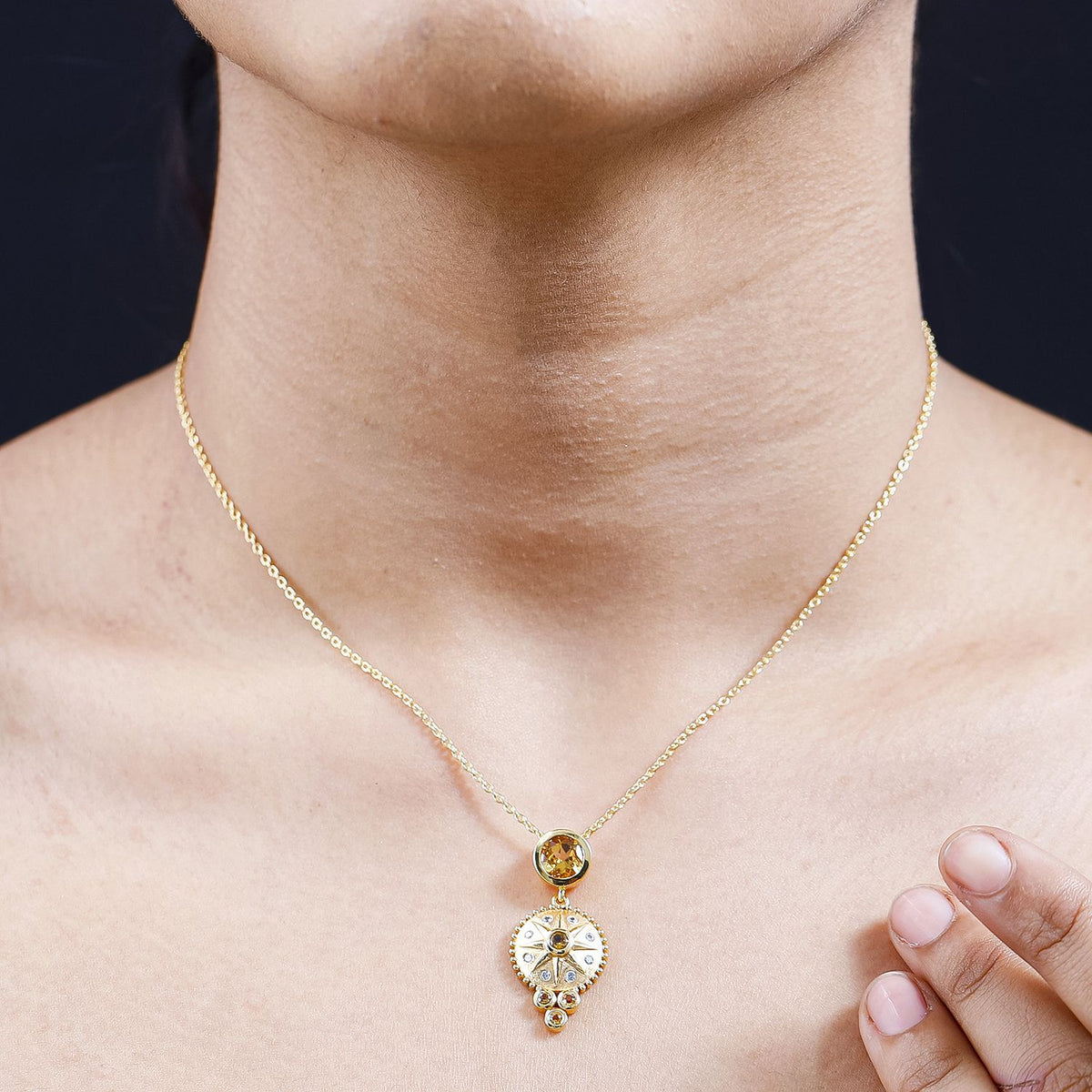 Citrin Schmuckset 925 Silber Gelbgold Vermeil ca. 1,67 ct.