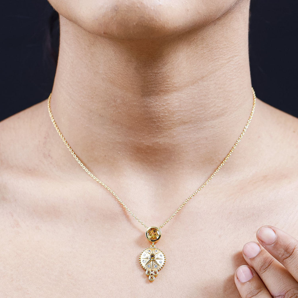 Citrin Schmuckset 925 Silber Gelbgold Vermeil ca. 1,67 ct.