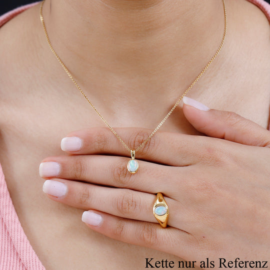 AA Natürlicher, äthiopischer Welo Opal Schmuckset 925 Silber Gelbgold Vermeil (Größe 19.00) ca. 1.04 ct