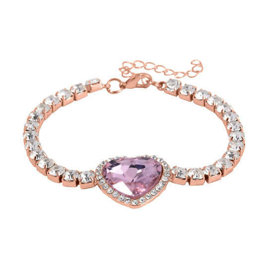 2er Set - J Francis gefertigt mit Glas, Weißer Kristall Armband und Ohrringe, roséfarben