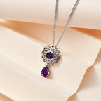 AA Marokkanischer Amethyst Schmuckset 925 Silber platiniert ca. 2,25 ct.