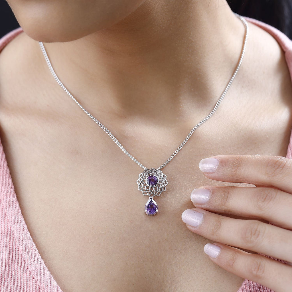 AA Marokkanischer Amethyst Schmuckset 925 Silber platiniert ca. 2,25 ct.