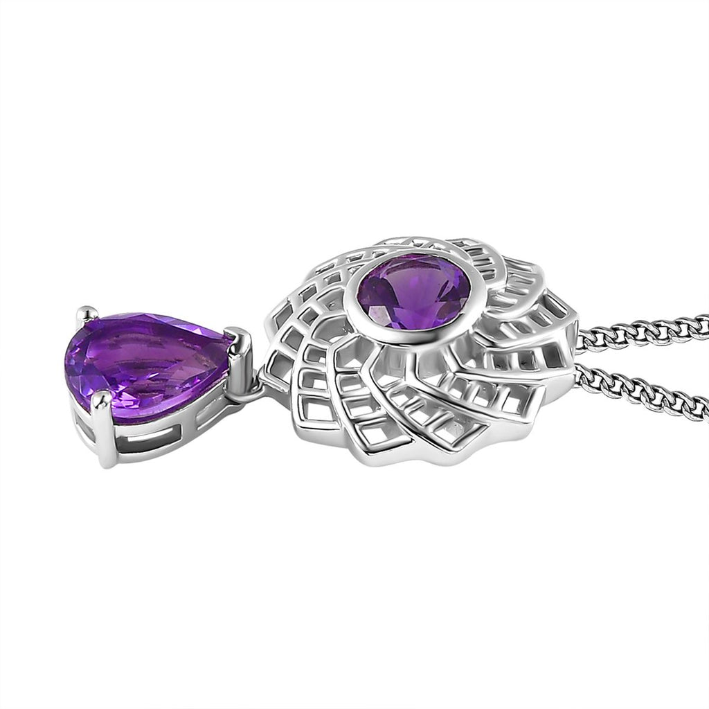 AA Marokkanischer Amethyst Schmuckset 925 Silber platiniert ca. 2,25 ct.