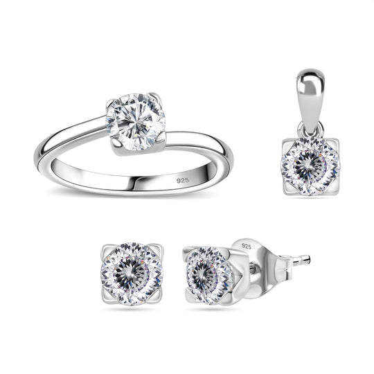 Moissanit Schmuckset 925 Silber rhodiniert ca. 2,40 ct.