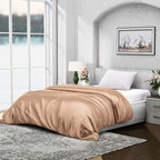 Serenity Night - 100% Maulbeerseide Sommerseidendecke mit Seidenfüllung Daunenkissen und Seidenkissenbezug Beige