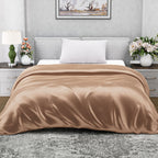 Serenity Night - 100% Maulbeerseide Sommerseidendecke mit Seidenfüllung Daunenkissen und Seidenkissenbezug Beige