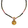 Citrin, mehrfarbiger Turmalin und Zirkon-Anhänger mit 50cm Kette - 45,37 ct.