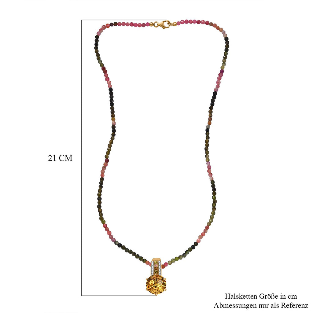 Citrin, Mehrfarbig-Turmalin Schmuckset 925 Silber Gelbgold Vermeil ca. 45,37 ct.