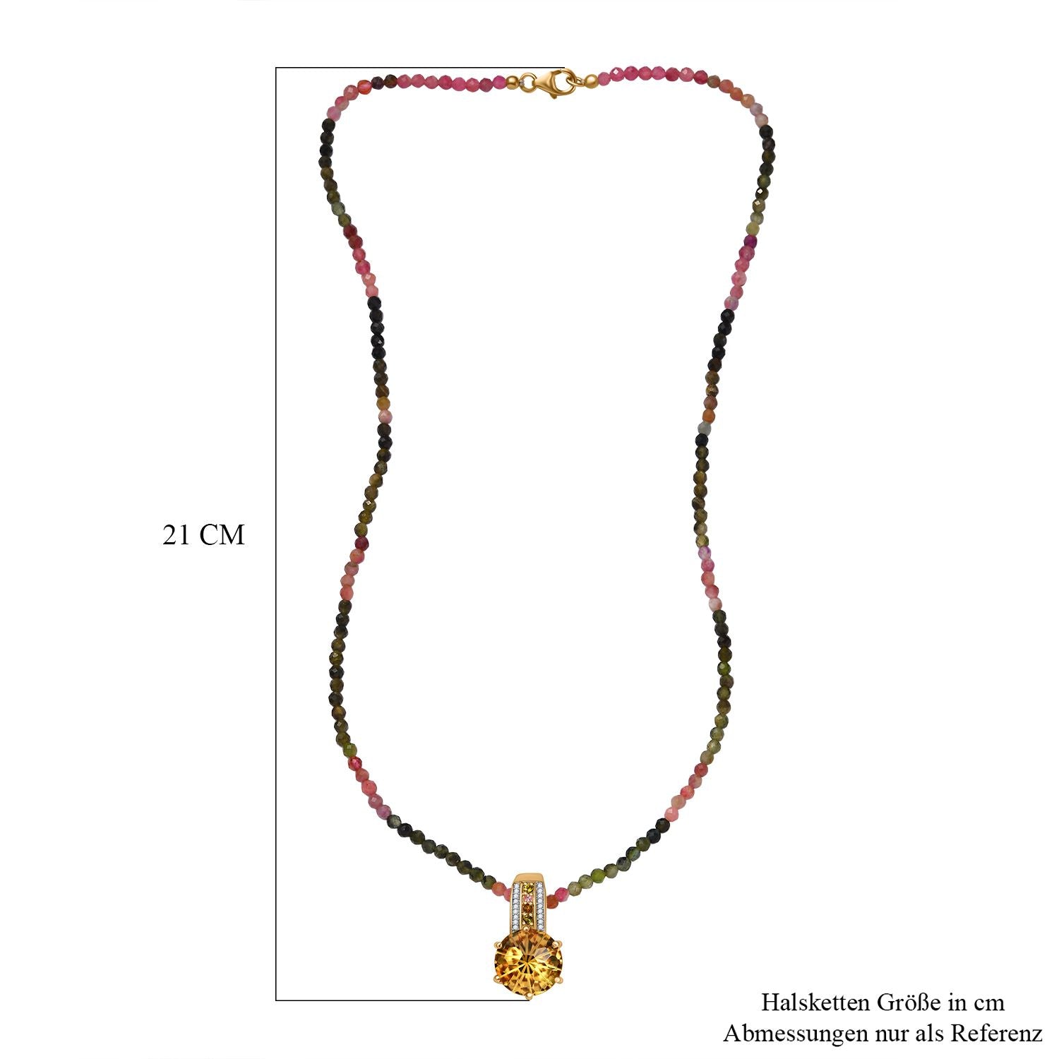 Citrin, Mehrfarbig-Turmalin Schmuckset 925 Silber Gelbgold Vermeil ca. 45,37 ct.