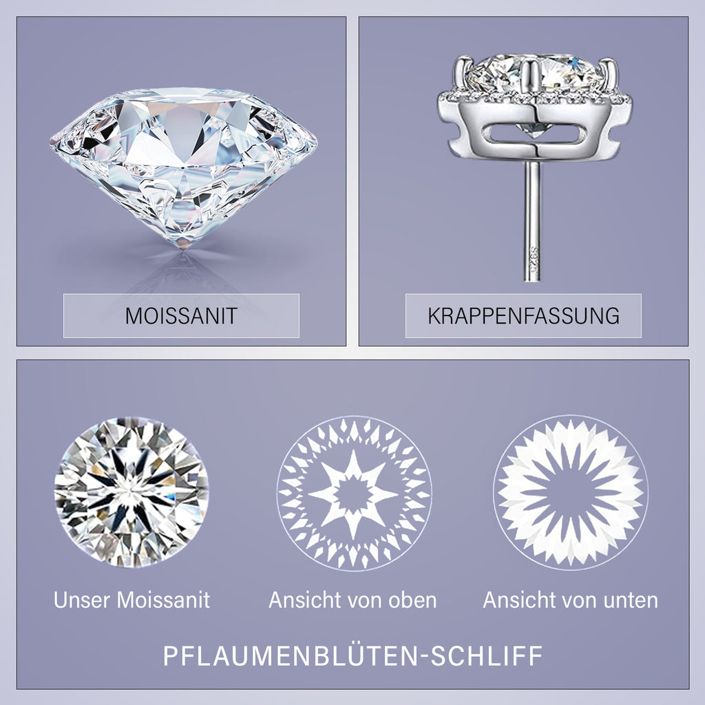 Moissanit Schmuckset 925 Silber rhodiniert ca. 7,24 ct.