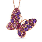 Rhodolith Granat Schmuckset 925 Silber Roségold Vermeil ca. 4,12 ct.