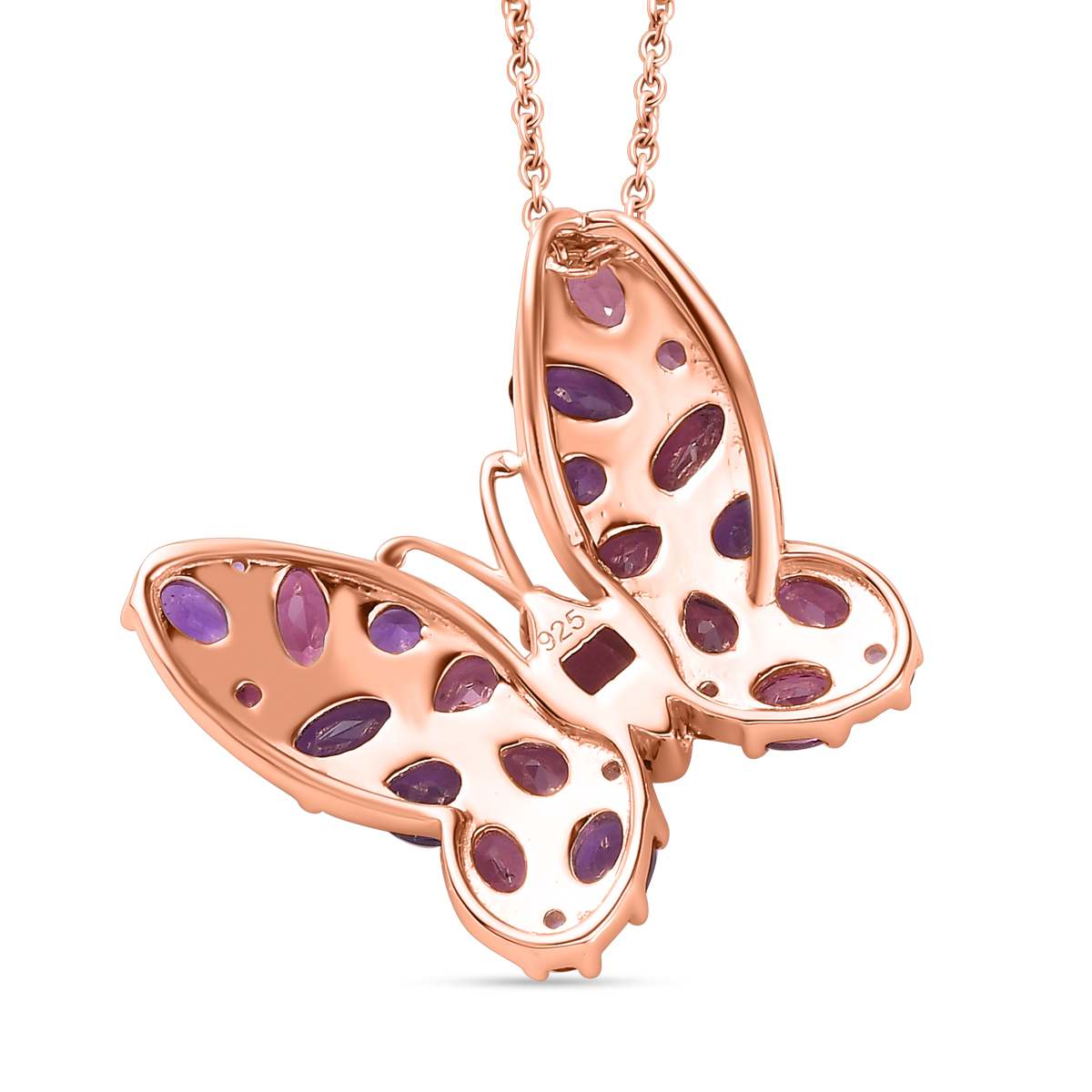 Rhodolith Granat Schmuckset 925 Silber Roségold Vermeil ca. 4,12 ct.