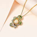 AA Natürlicher, äthiopischer Welo Opal, Kanchanaburi Blauer Saphir Schmuckset 925 Silber Gelbgold Vermeil ca. 2,82 ct.