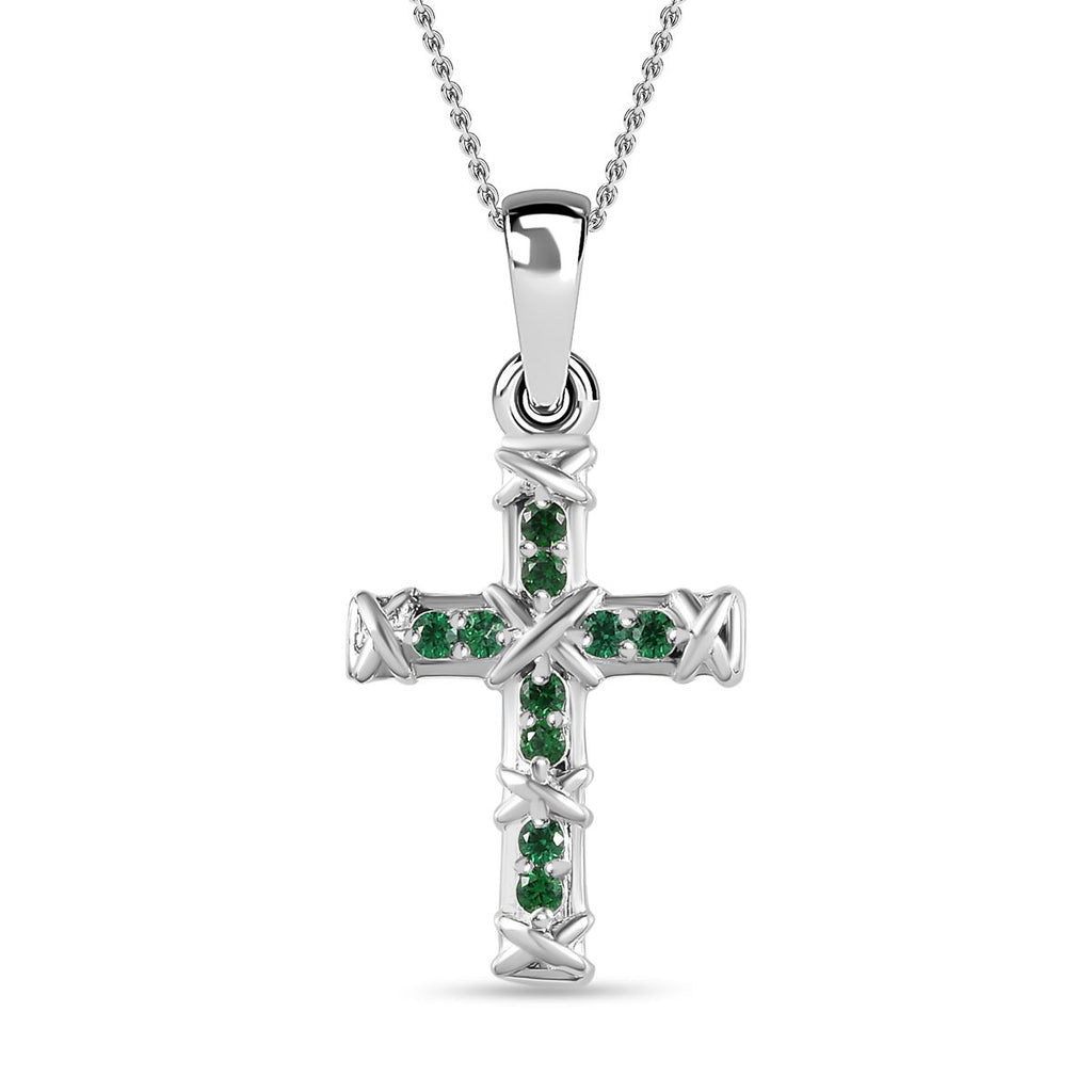 Grüner Zirkonia Anhänger mit Kette ca. 50 cm, 925 Silber und 316L Edelstahl