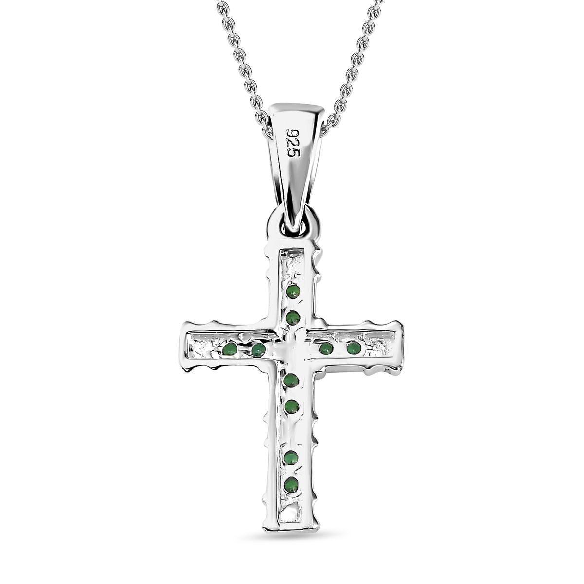 Grüner Zirkonia Anhänger mit Kette ca. 50 cm, 925 Silber und 316L Edelstahl