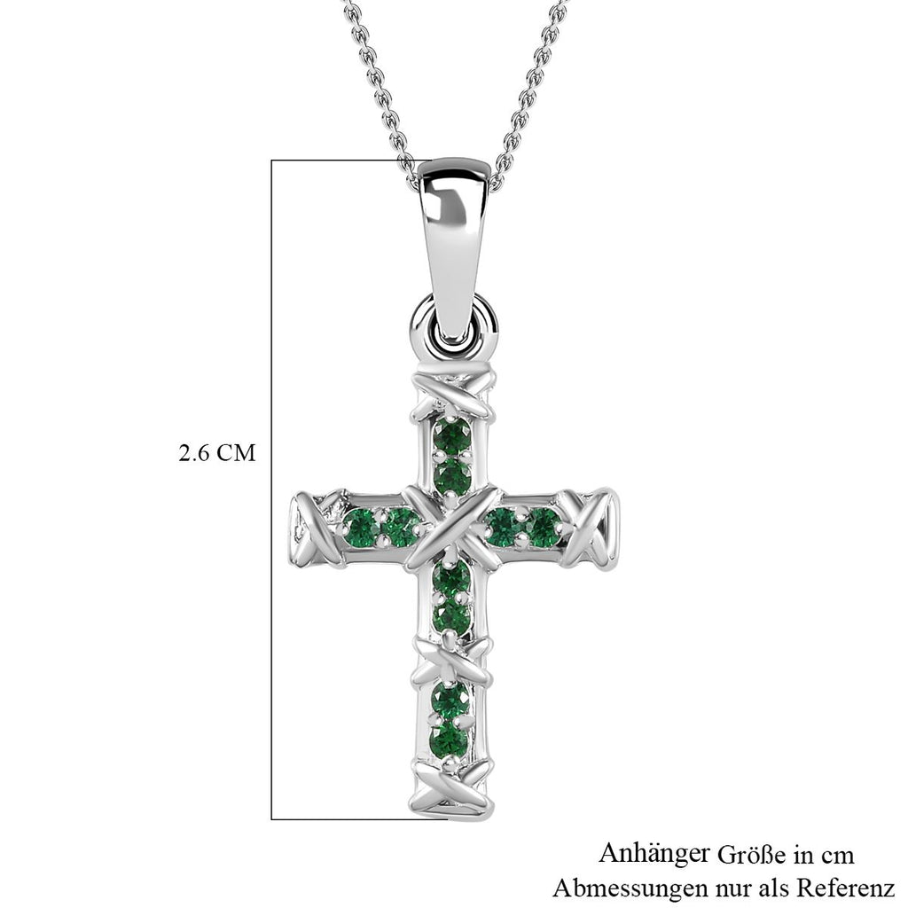 Grüner Zirkonia Anhänger mit Kette ca. 50 cm, 925 Silber und 316L Edelstahl