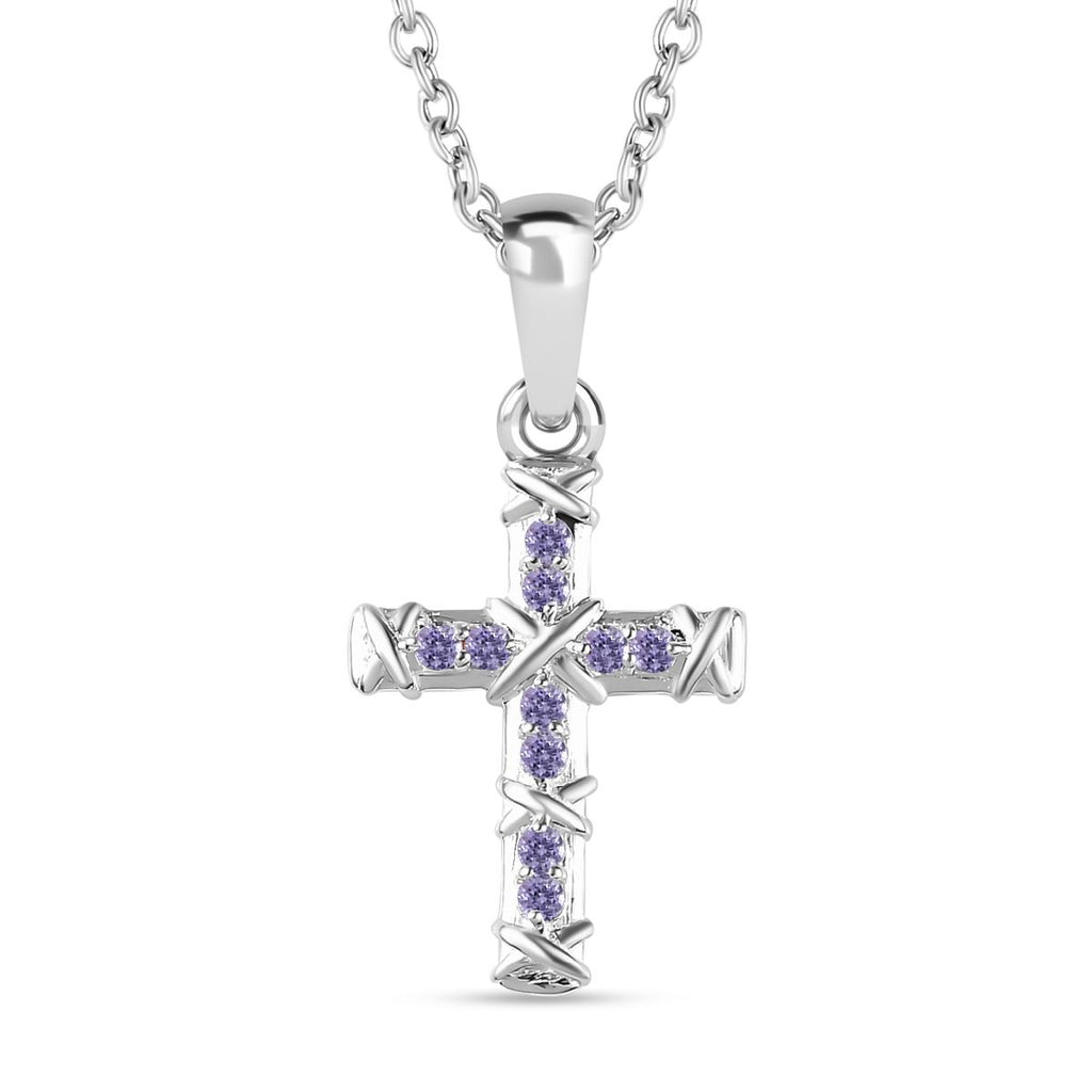 Blauer Zirkonia Anhänger mit Kette, 925 Silber und 316L Edelstahl